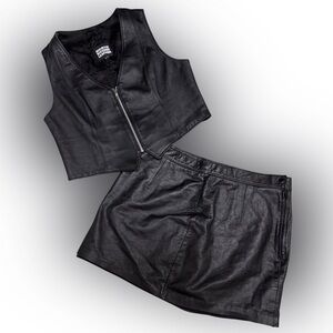 Vintage North Bound Leather Biker Vest & Leather Skirt Set Women’s Size XL & 2XL